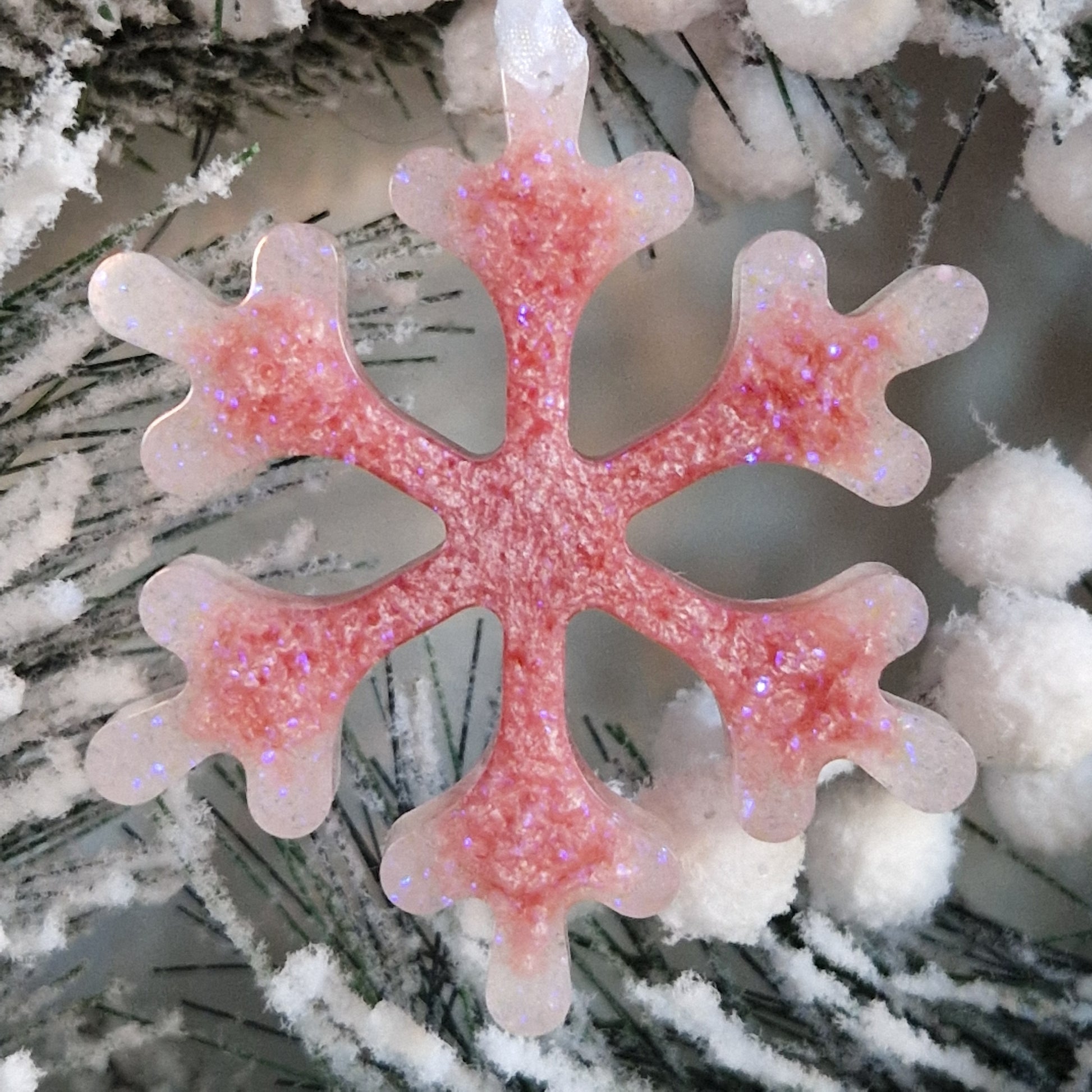 Baby pink resin snowflake decoration