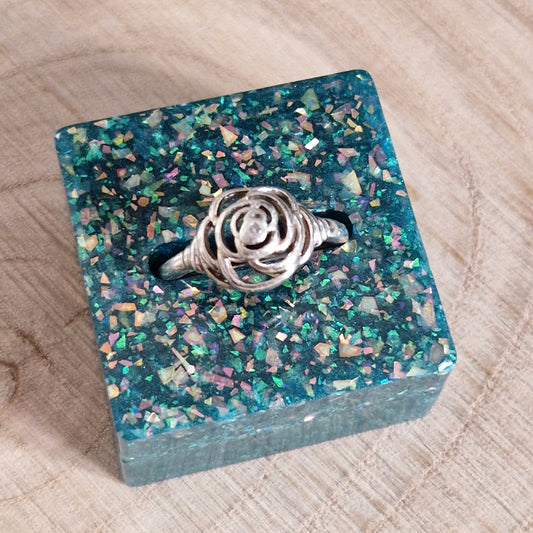 Resin Ring Holder - Teal Glitter