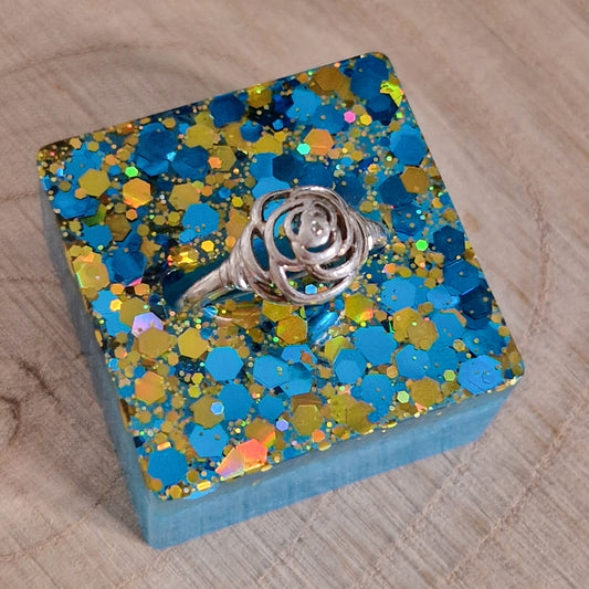 Resin Ring Holder - Turquoise Gold