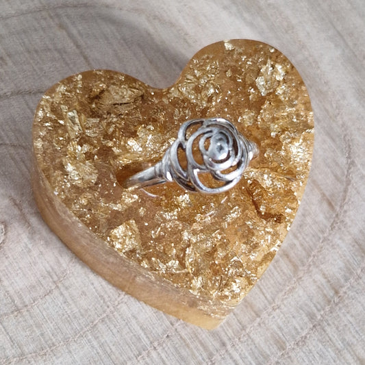 Resin Ring Holder - Gold Glitter Heart