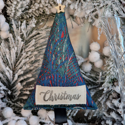 Vintage Liberty Small Christmas Tree Decoration - Green Blue Peacock