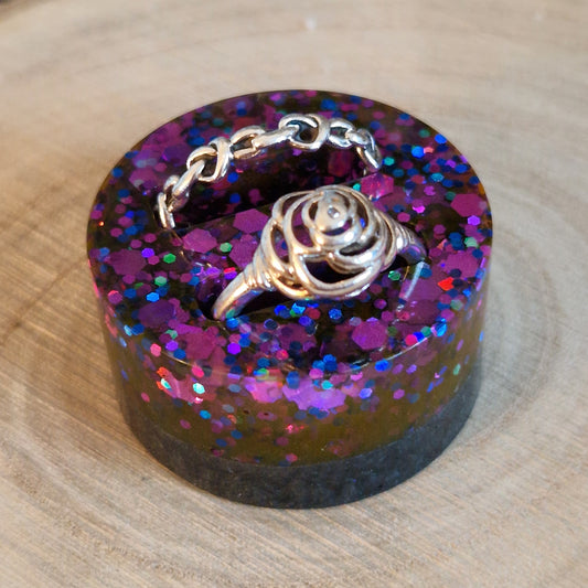 Resin Ring Holder - Purple Sparkle Circle