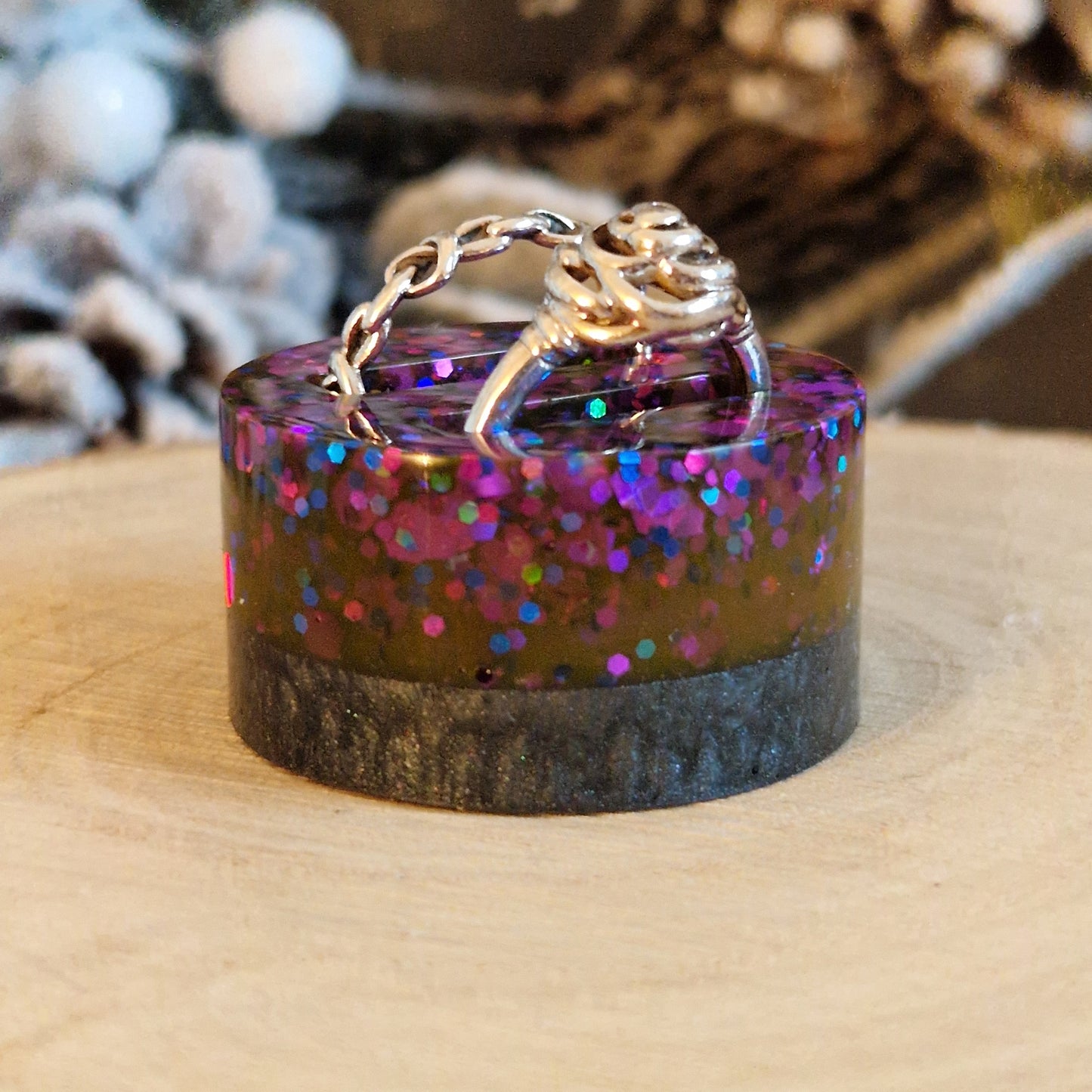 Resin Ring Holder - Purple Sparkle Circle