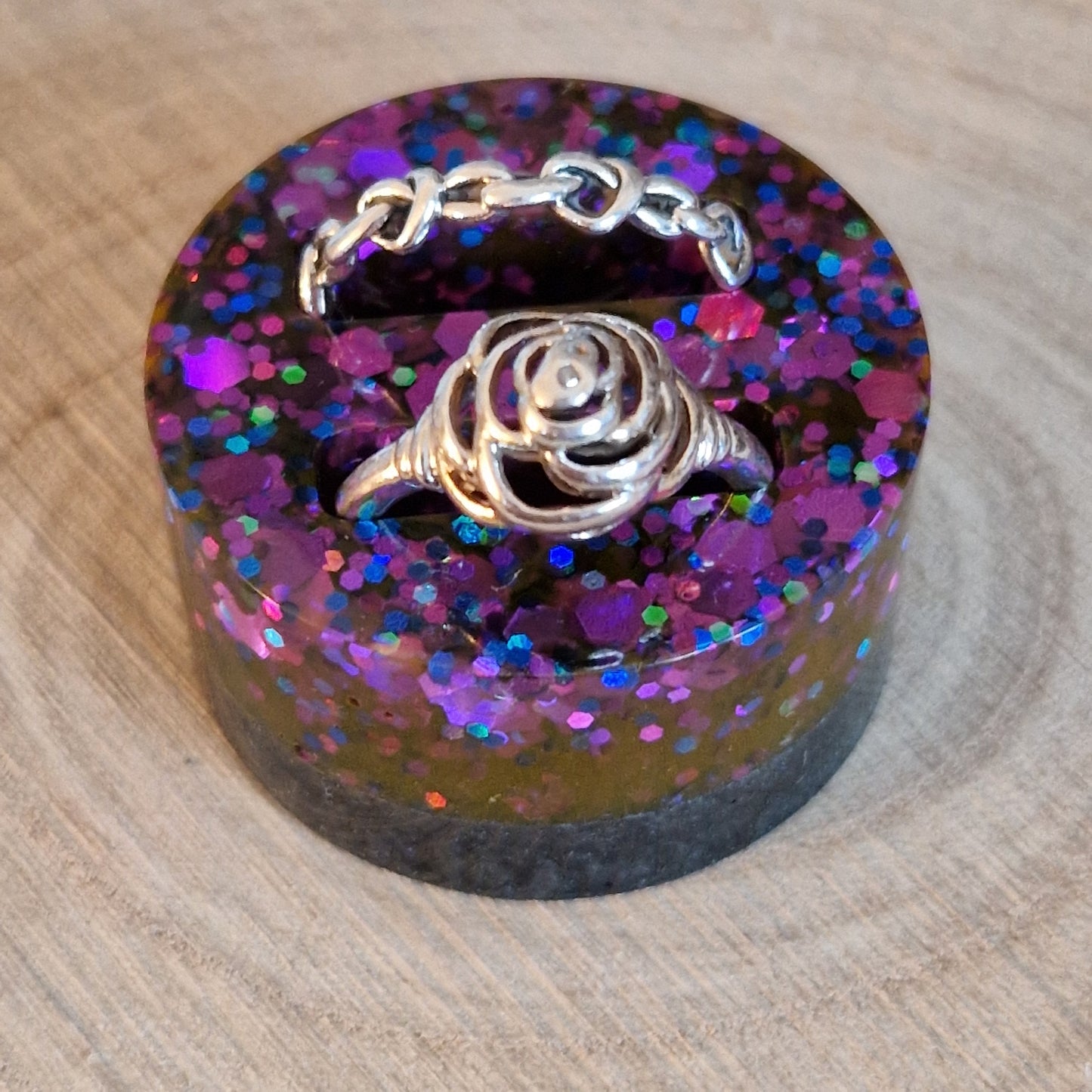 Resin Ring Holder - Purple Sparkle Circle