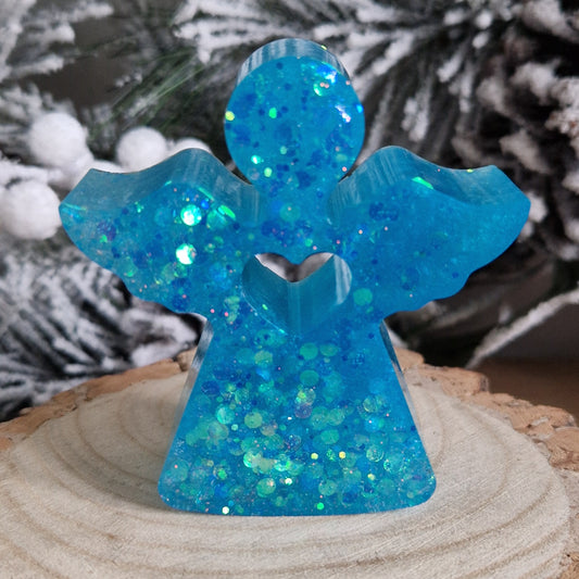 Resin Angel Decoration - Turquoise Sparkle