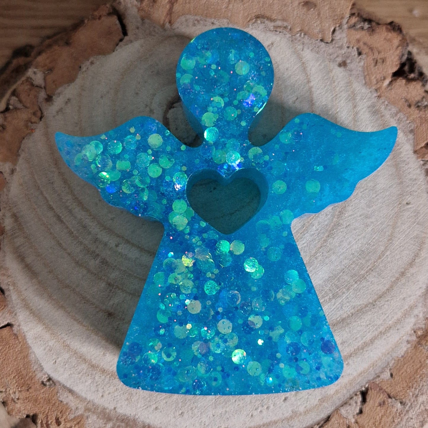 Resin Angel Decoration - Turquoise Sparkle