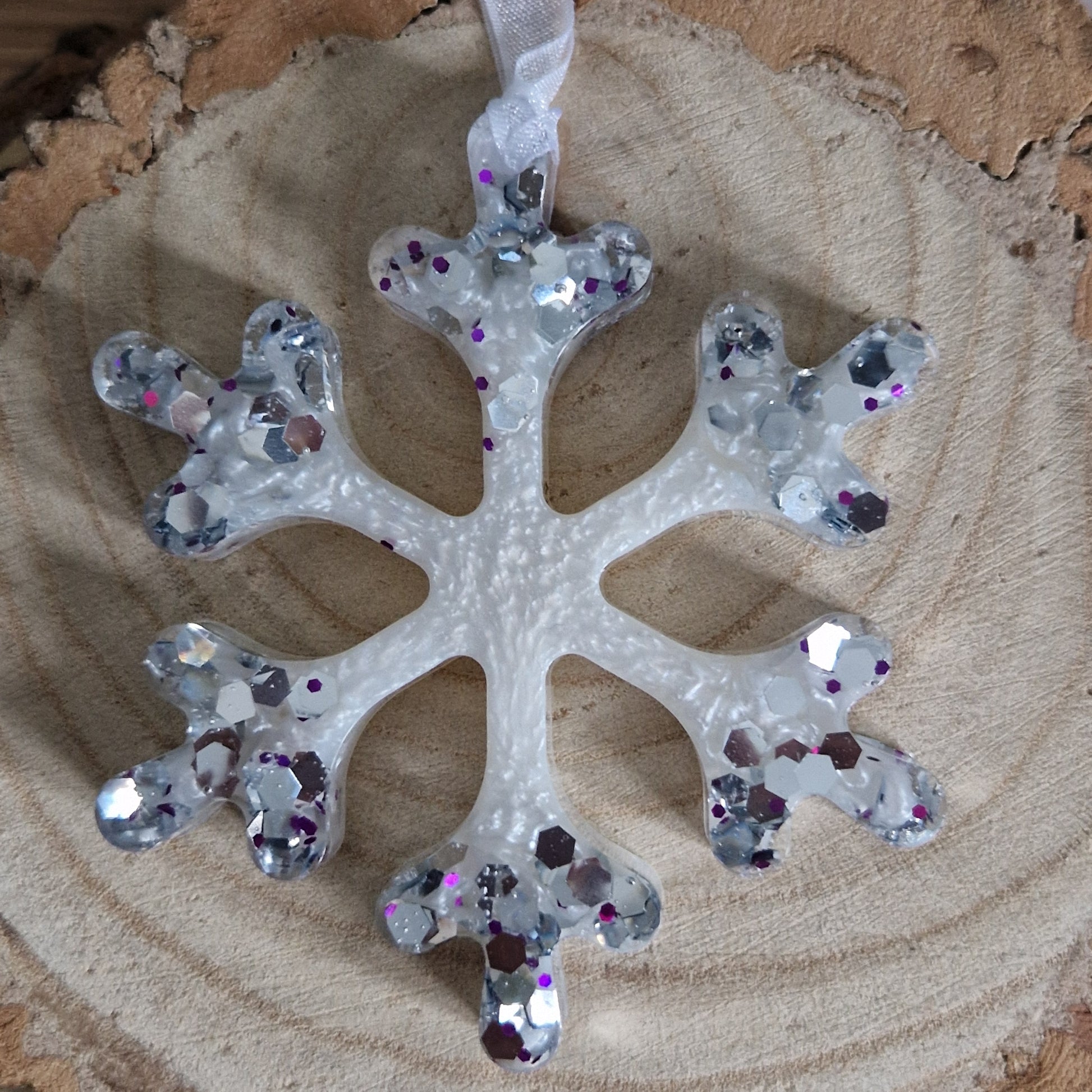 Silver and white snowflake decoration