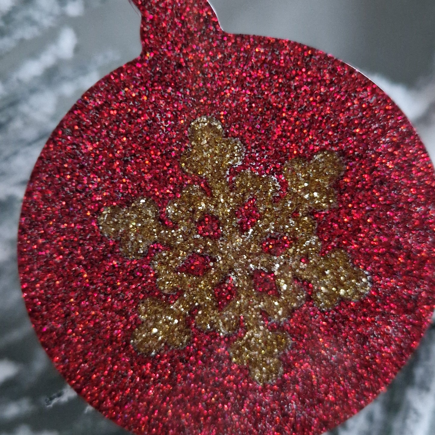 Resin Christmas Decoration - Red Glitter Bauble