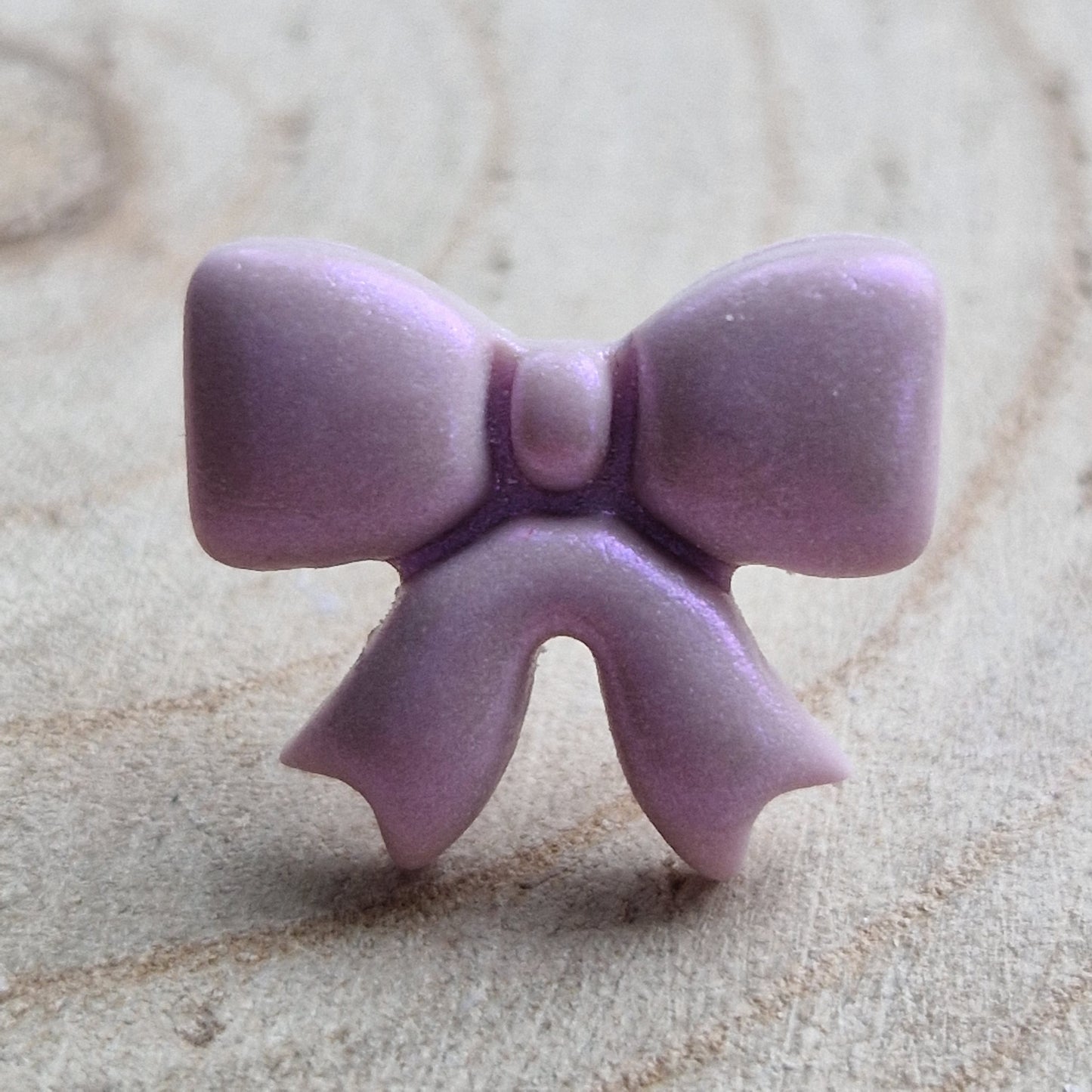 Clay Mini Bow Stud Earrings - Lilac Pearl