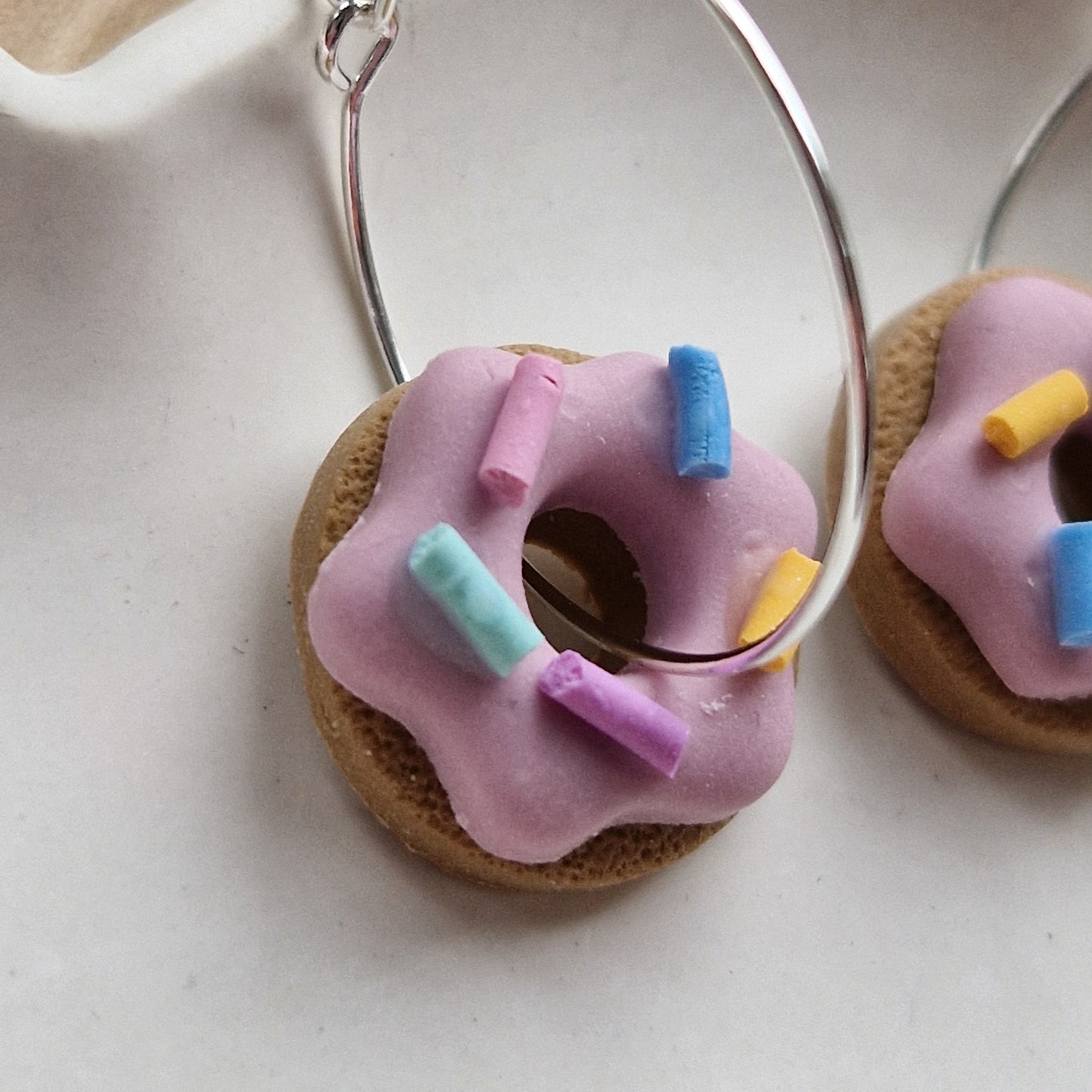 Clay Doughnut Earrings - Lilac Sprinkles