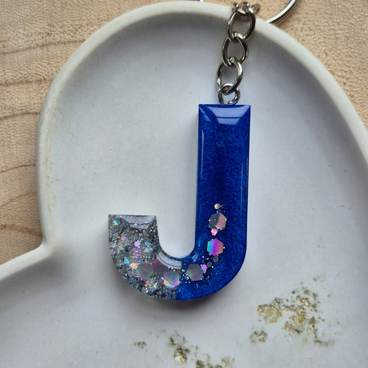Resin Initial Keyring - Letter J
