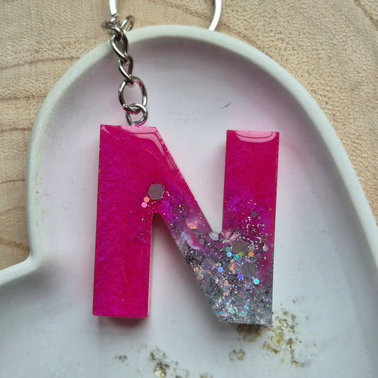 Resin Initial Keyring - Letter N