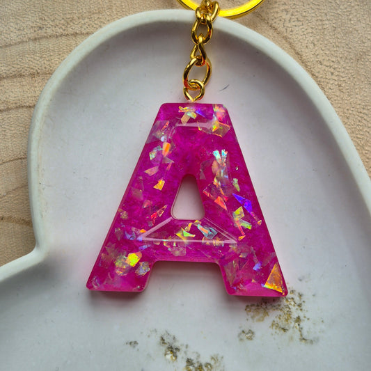 Resin Faceted Initial Keyring - Letter A
