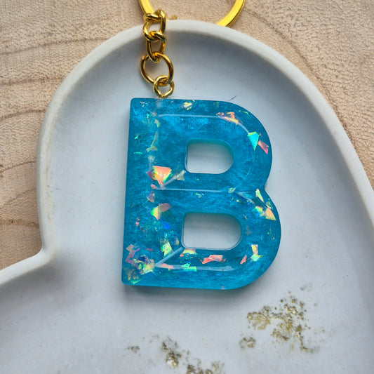 Resin Faceted Initial Keyring - Letter B