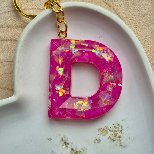 Resin Faceted Initial Keyring - Letter D