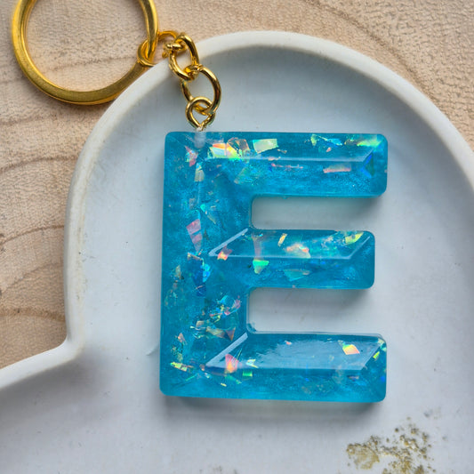 Resin Faceted Initial Keyring - Letter E