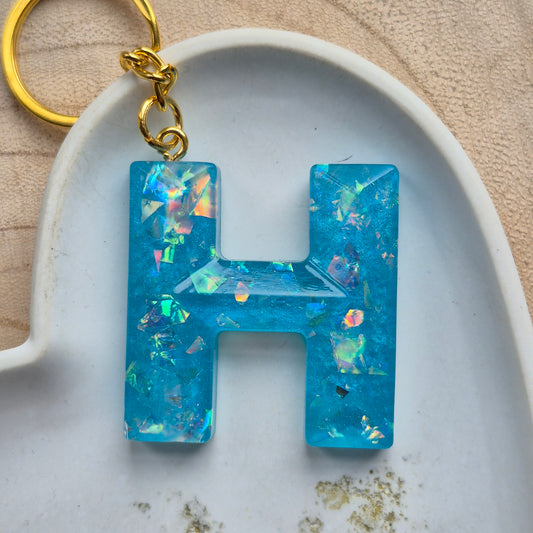 Resin Faceted Initial Keyring - Letter H