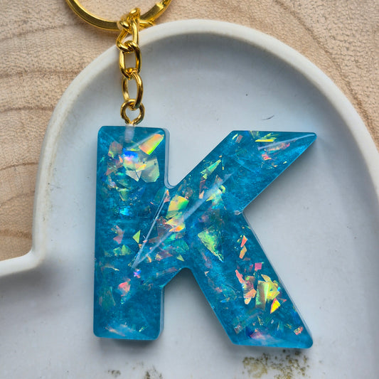 Resin Faceted Initial Keyring - Letter K
