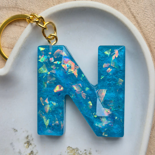 Resin Faceted Initial Keyring - Letter N