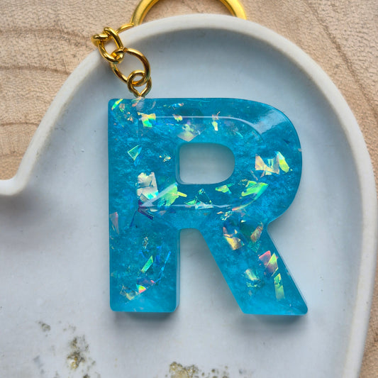 Resin Faceted Initial Keyring - Letter R