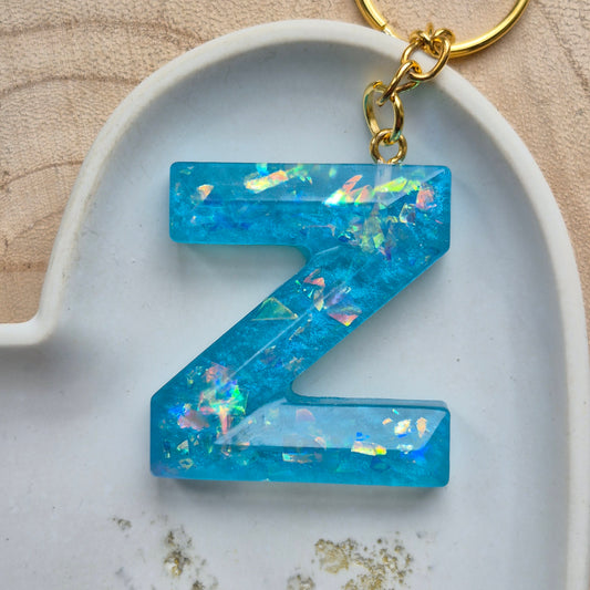 Resin Faceted Initial Keyring - Letter Z