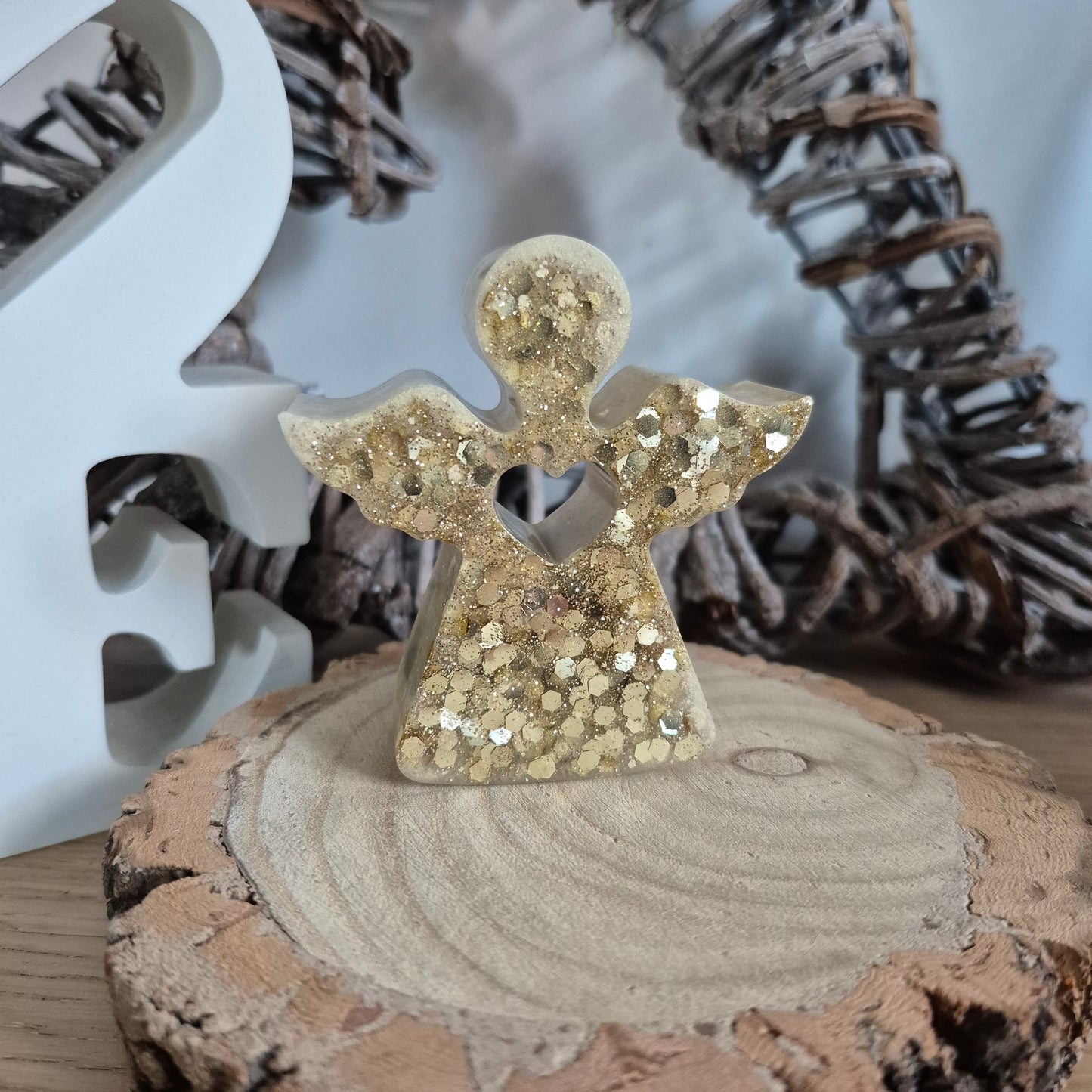 Resin Angel Decoration - Golden Sparkle
