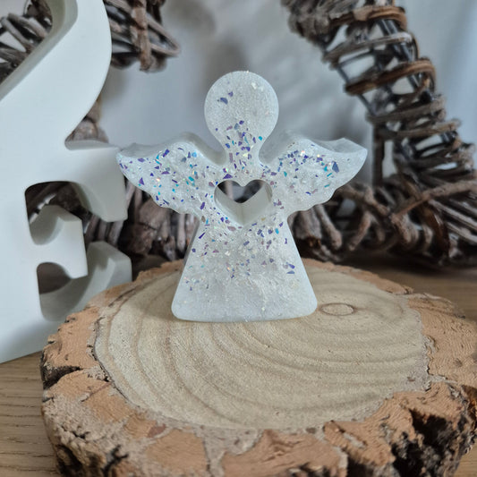 Resin Angel Decoration - White Sparkle