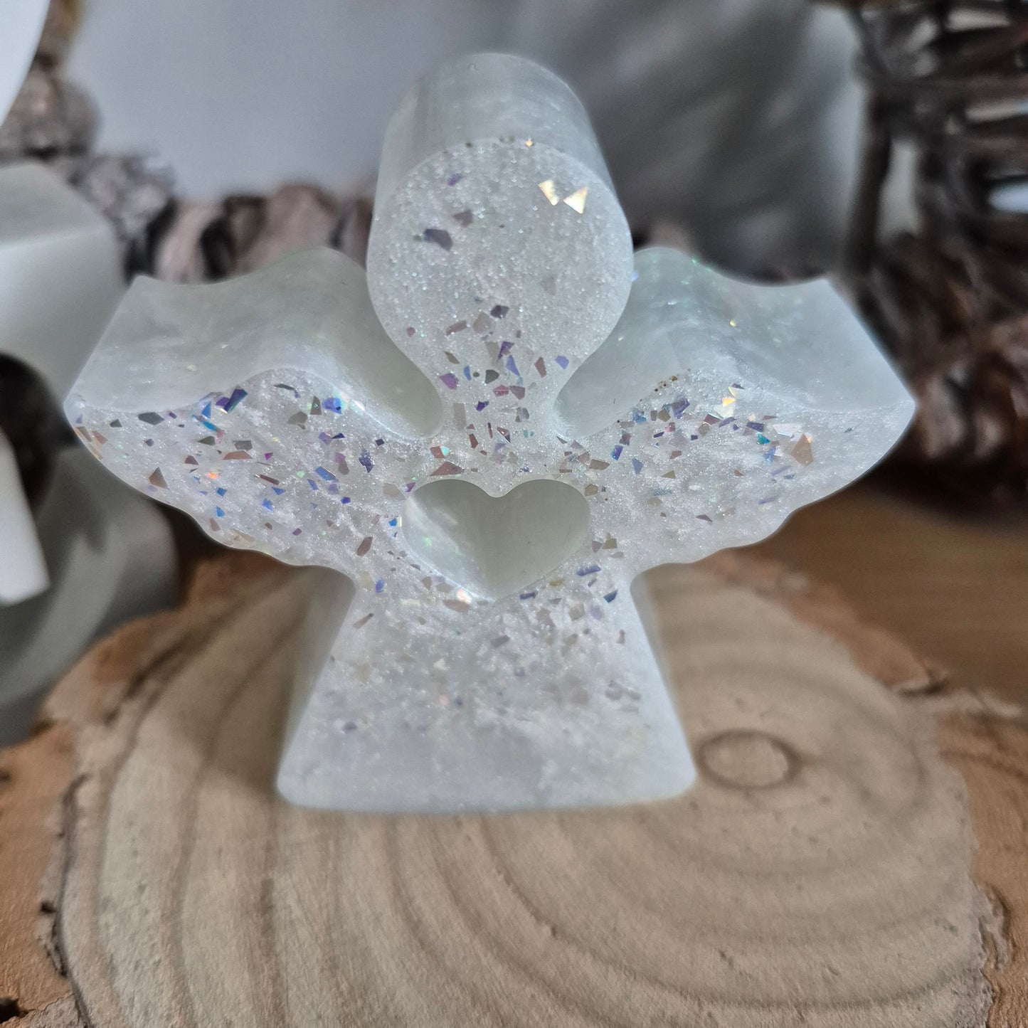 Resin Angel Decoration - White Sparkle