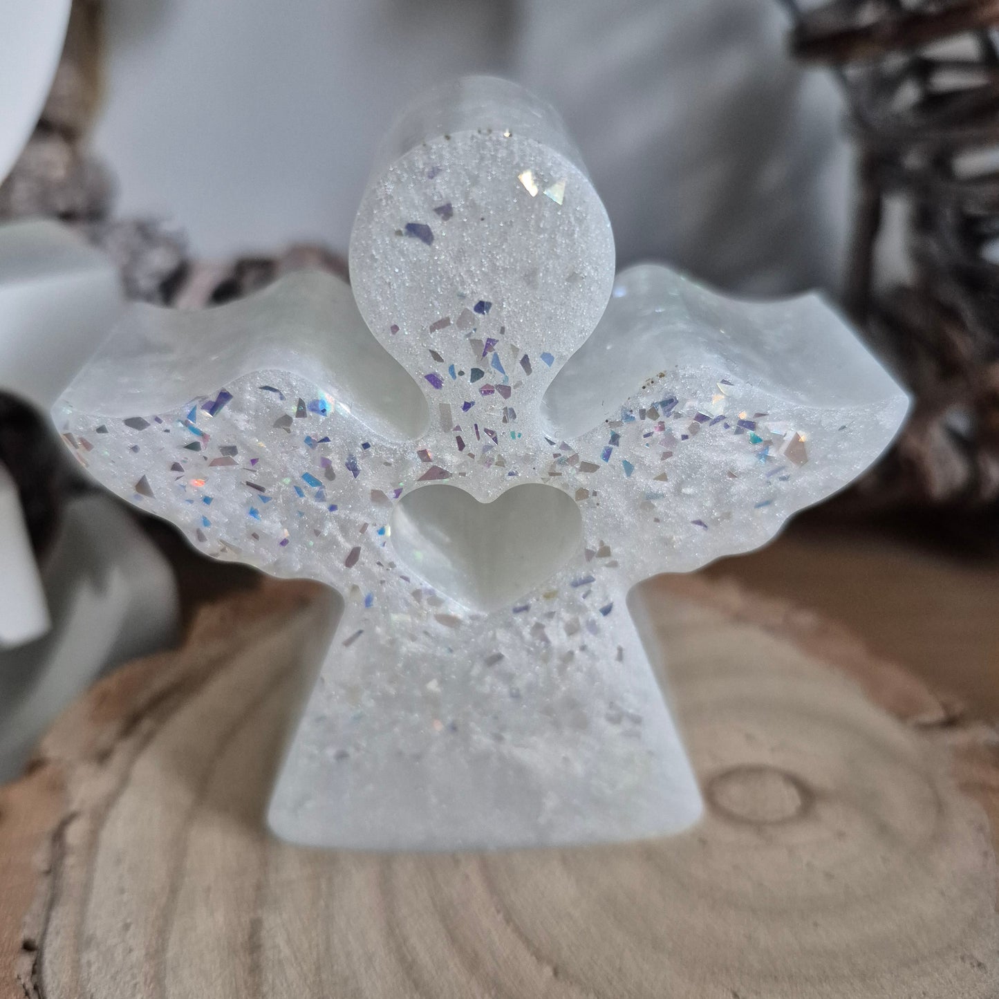 Resin Angel Decoration - White Sparkle