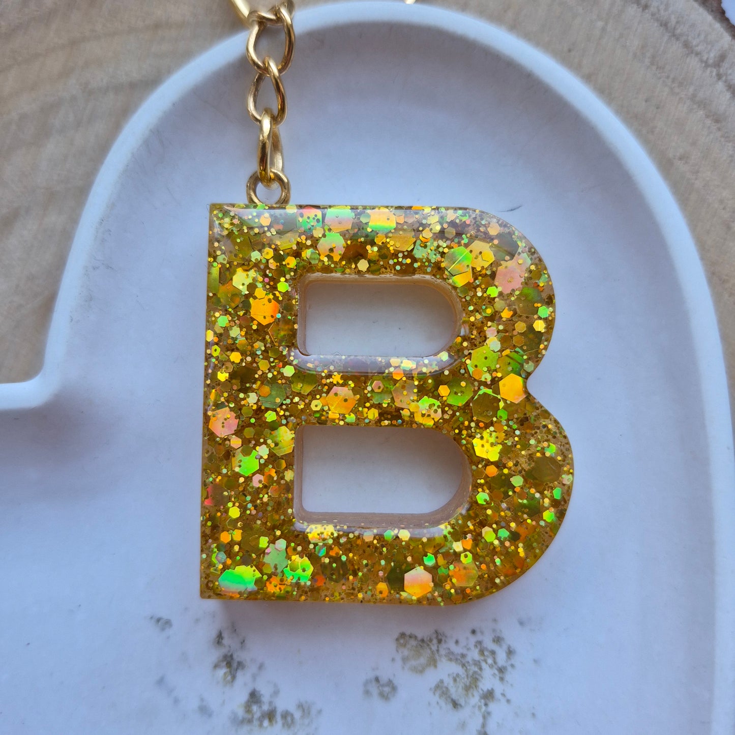 Resin Initial Keyring - Letter B