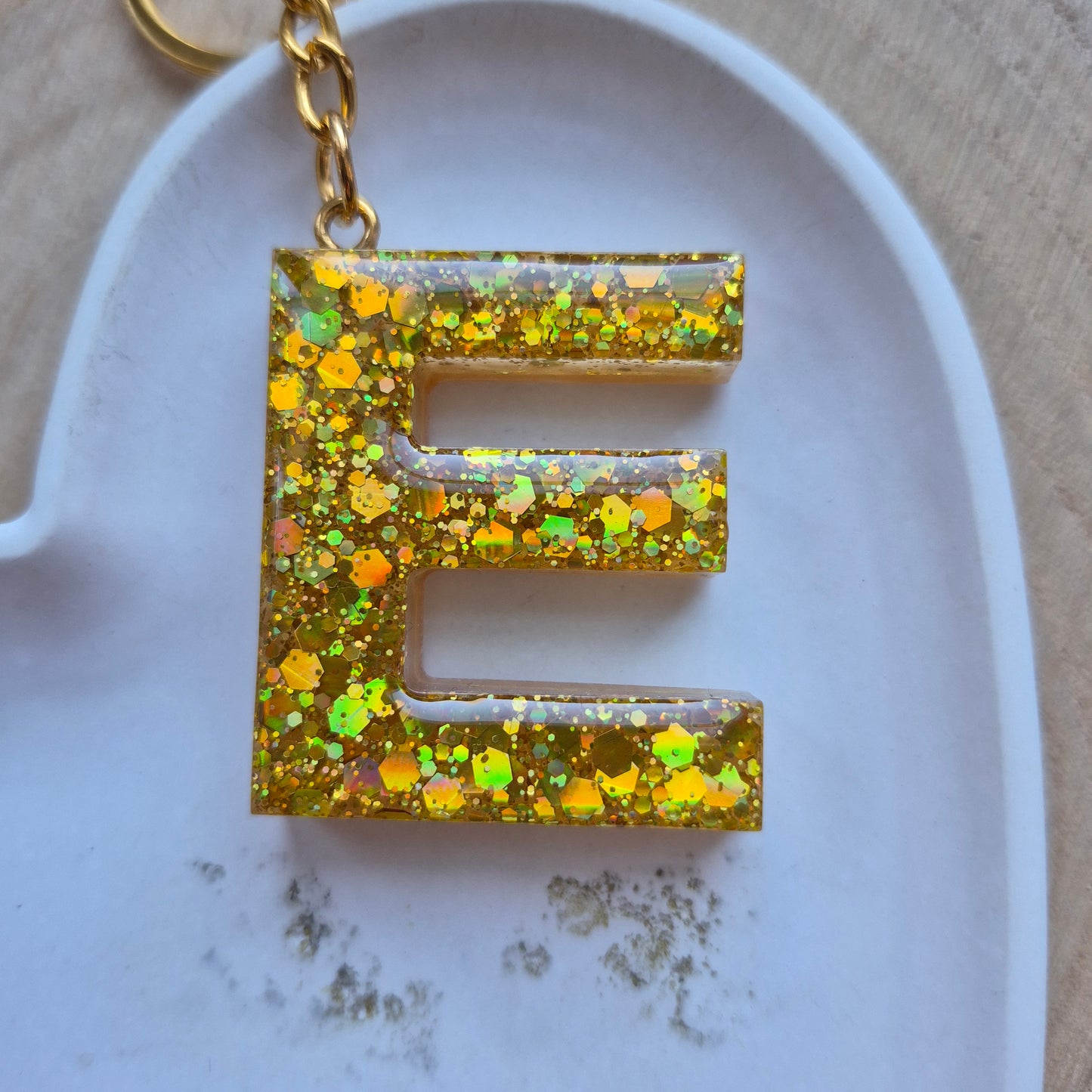 Resin Initial Keyring - Letter E