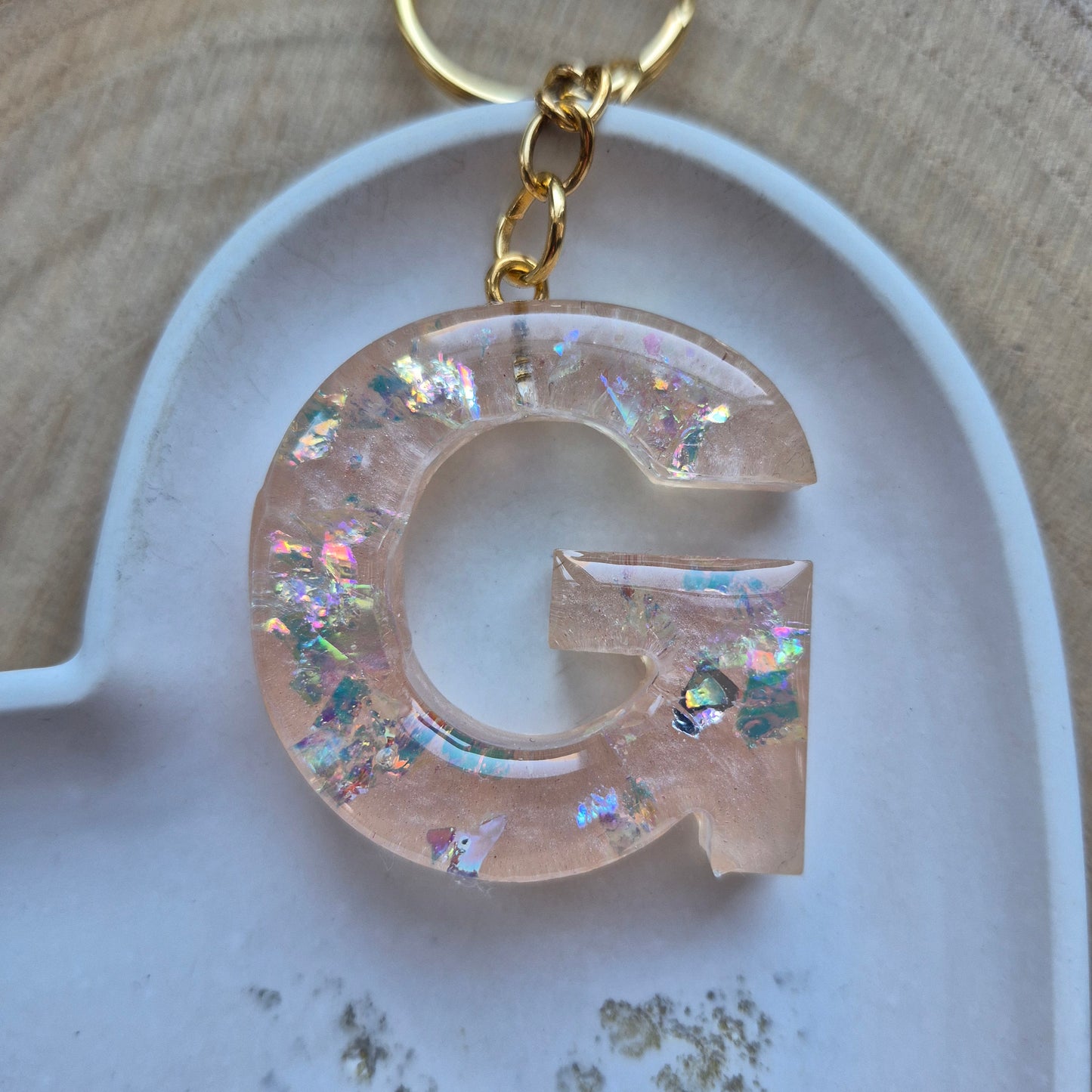 Resin Initial Keyring - Letter G
