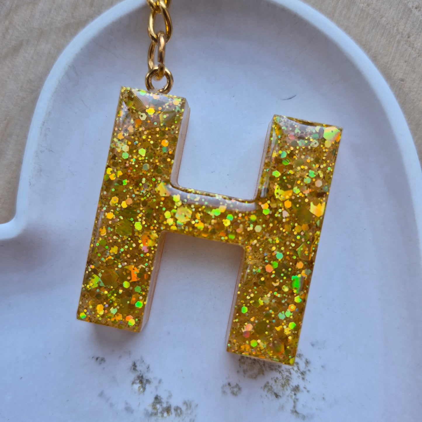 Resin Initial Keyring - Letter H