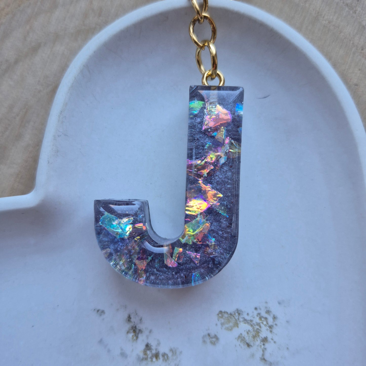 Resin Initial Keyring - Letter J