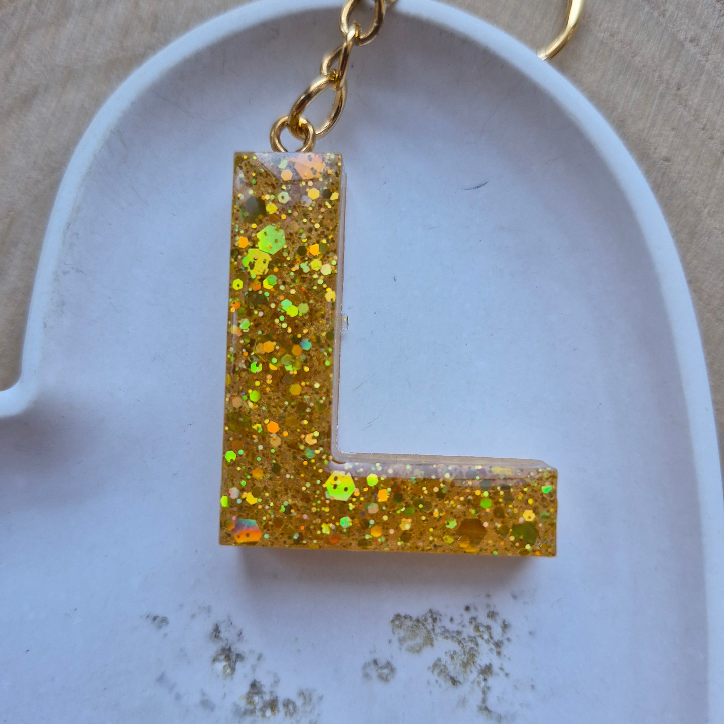 Resin Initial Keyring - Letter L