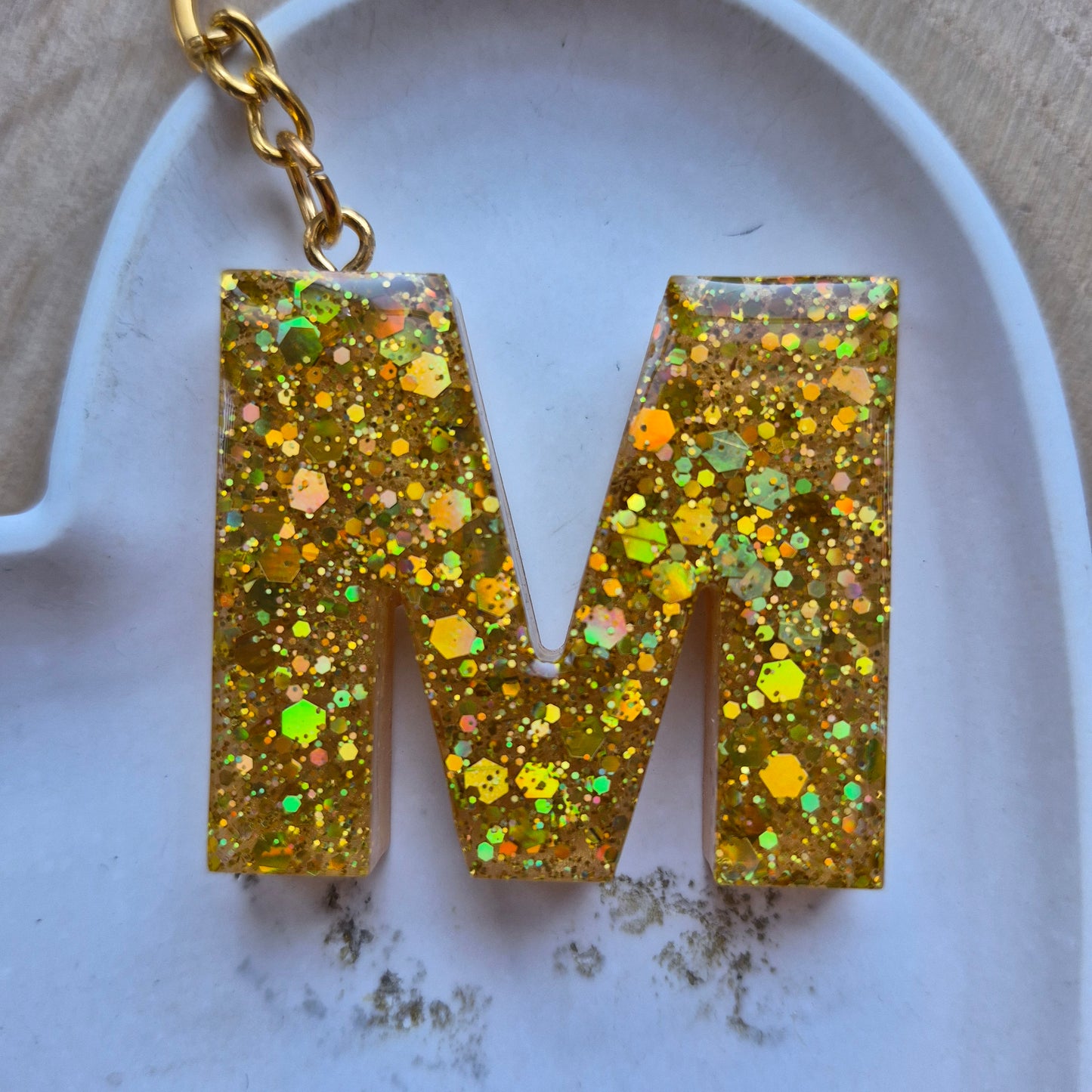 Resin Initial Keyring - Letter M