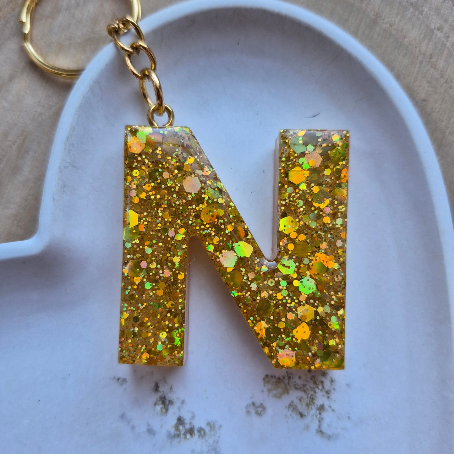 Resin Initial Keyring - Letter N