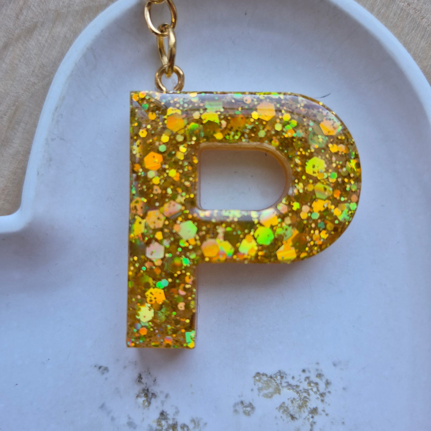 Resin Initial Keyring - Letter P