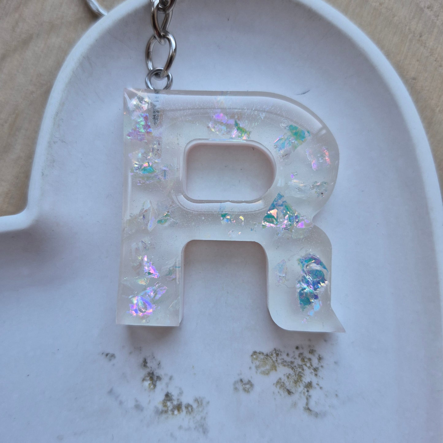 Resin Initial Keyring - Letter R