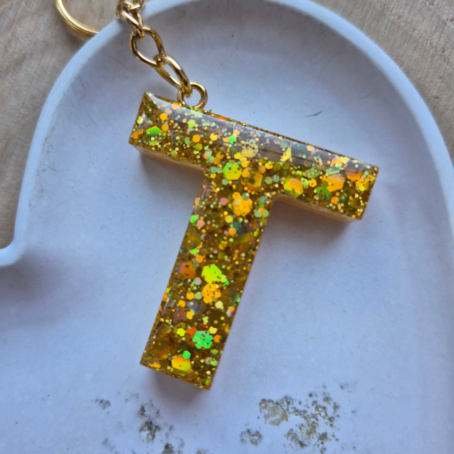 Resin Initial Keyring - Letter T