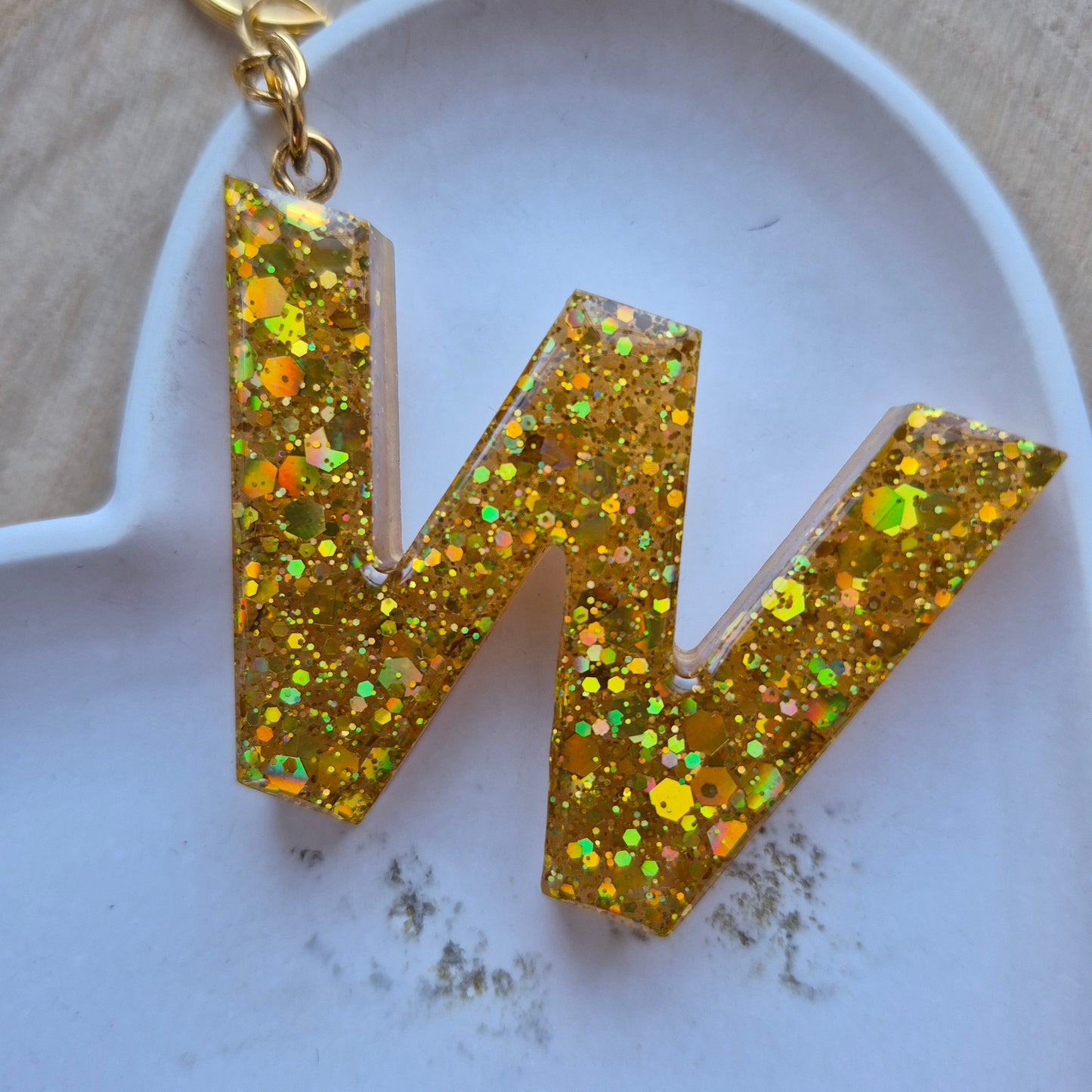 Resin Initial Keyring - Letter W