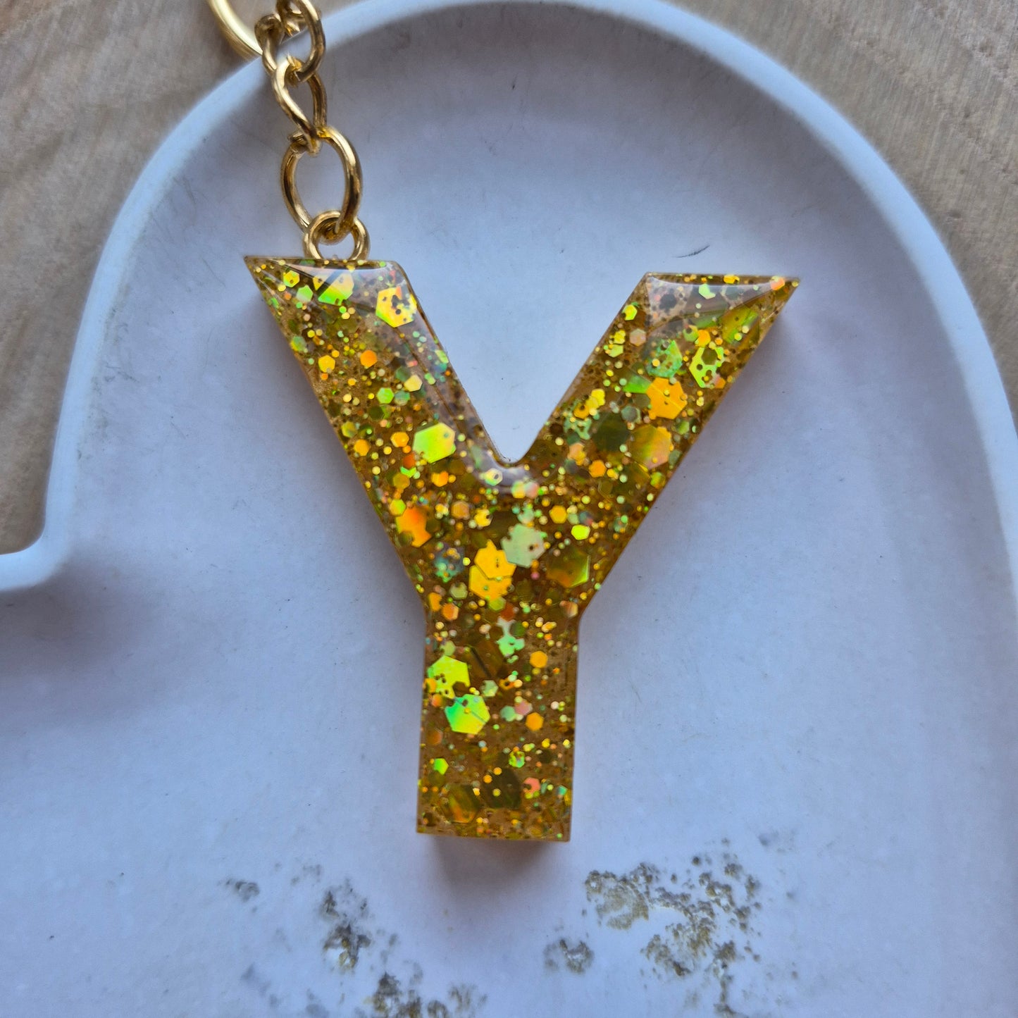 Resin Initial Keyring - Letter Y