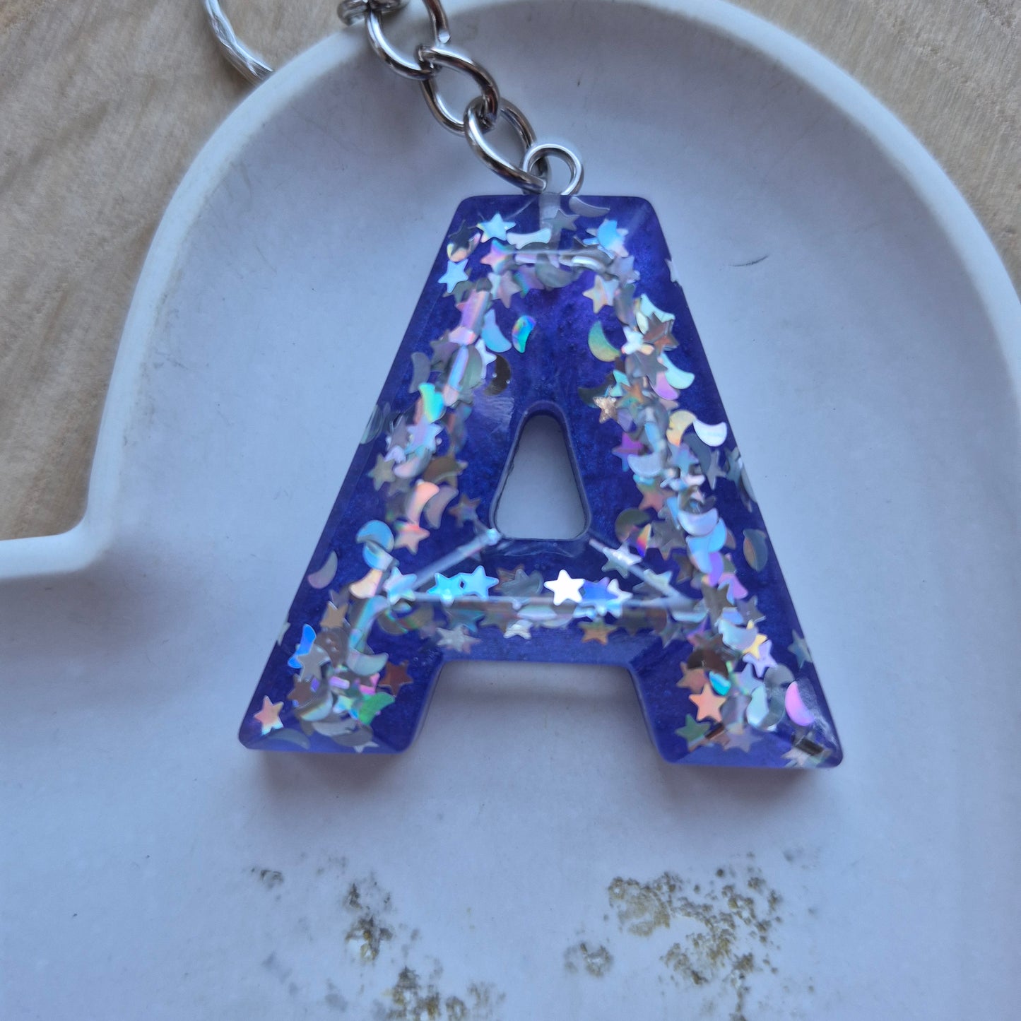Resin Faceted Initial Keyring - Letter A