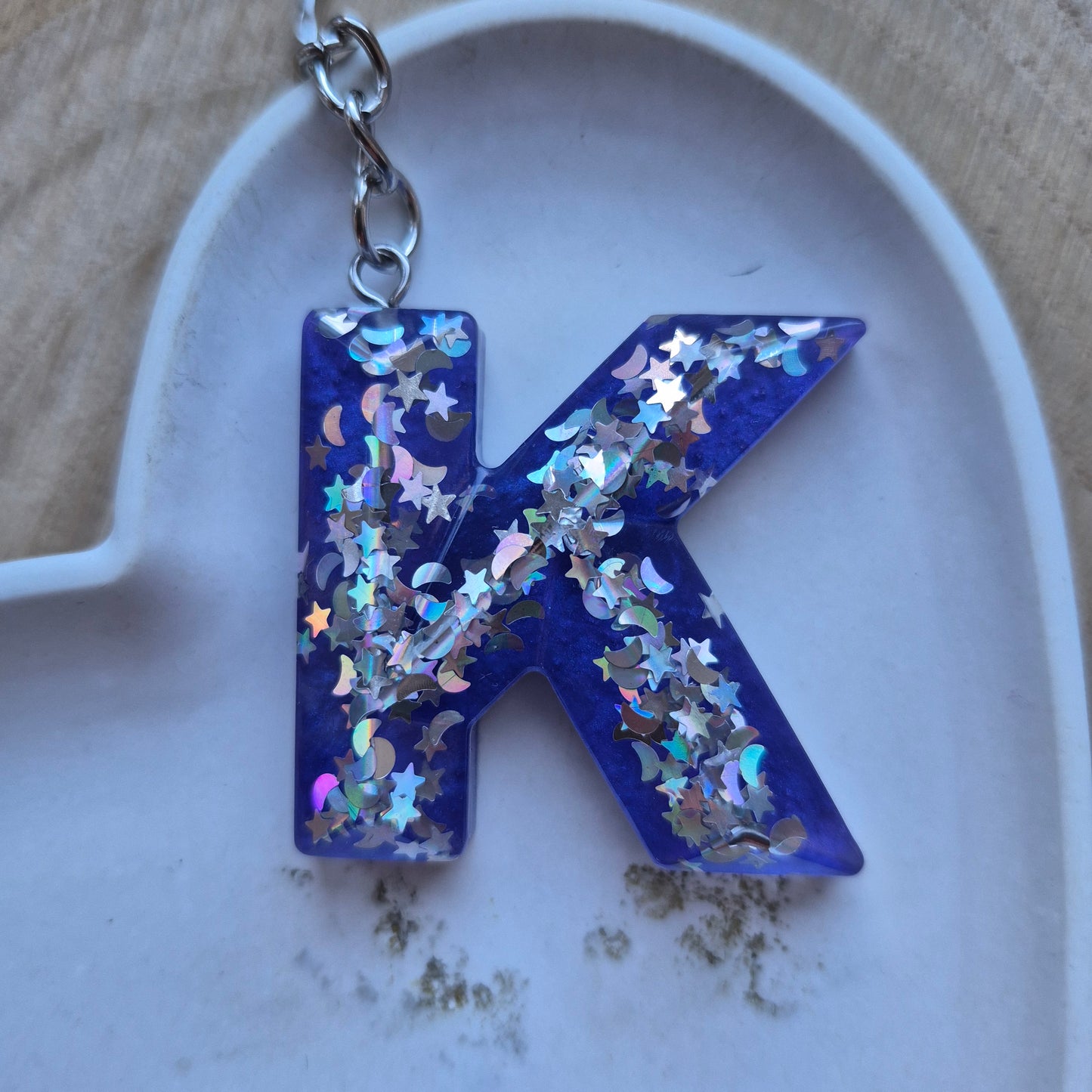 Resin Faceted Initial Keyring - Letter K