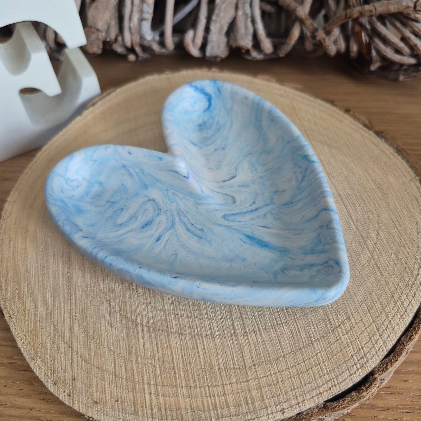 Eco Resin Modern Heart Trinket Dish - Blue