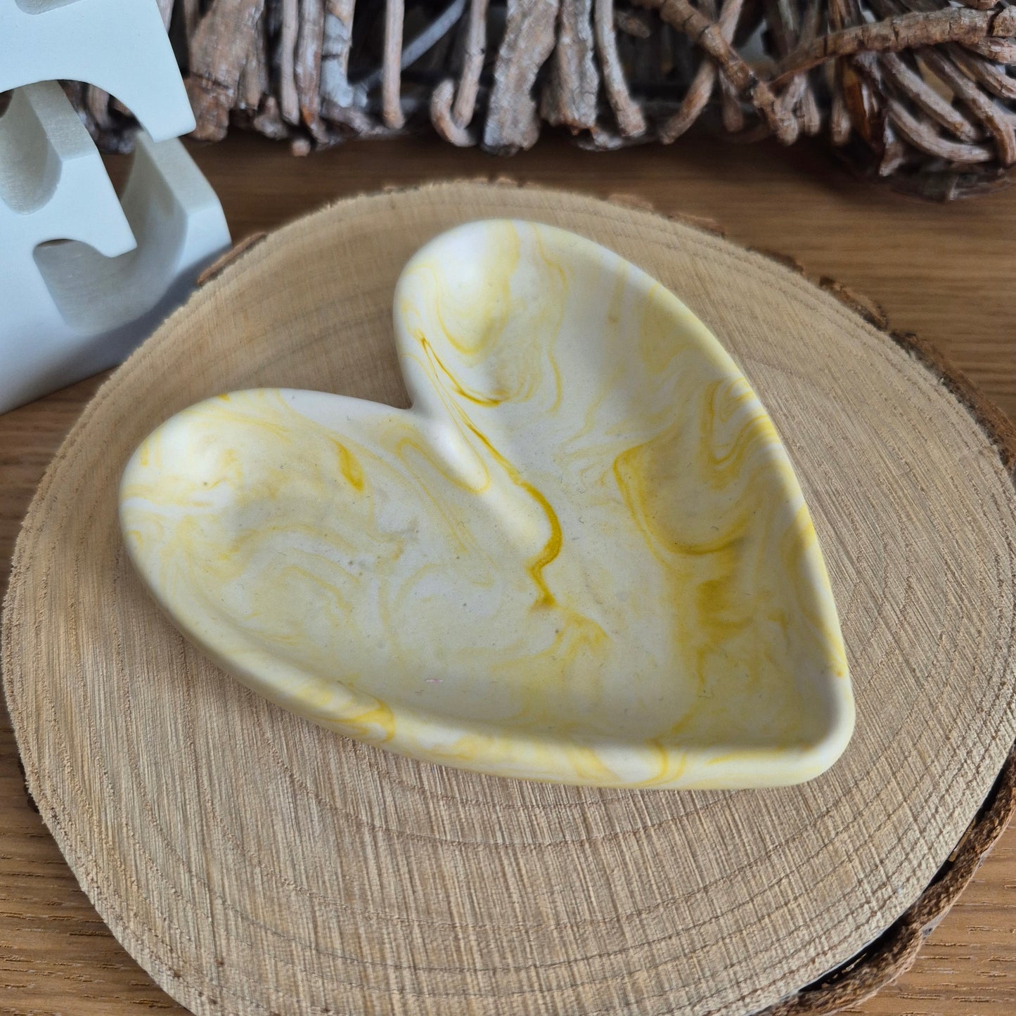 Eco Resin Modern Heart Trinket Dish - Citrine