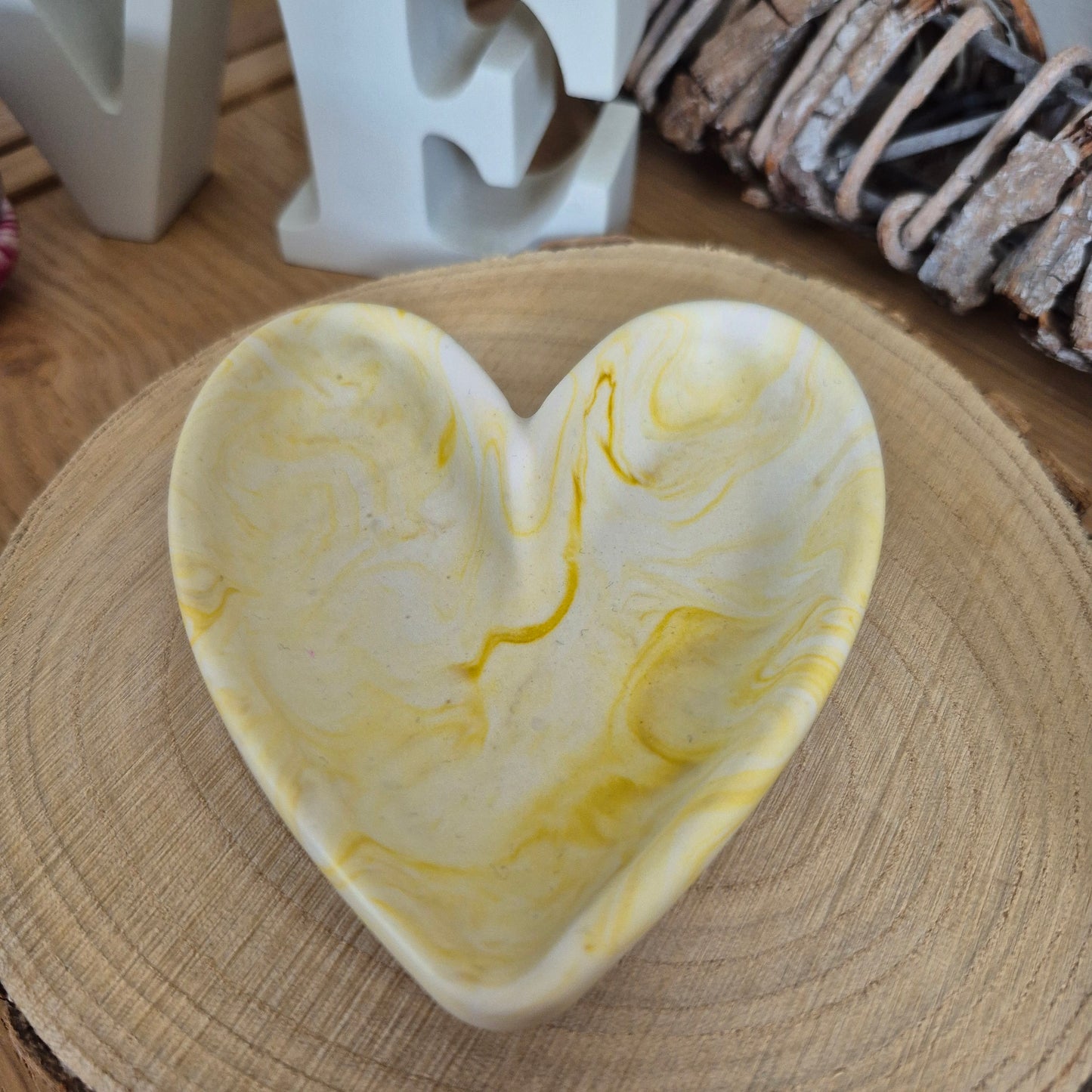 Eco Resin Modern Heart Trinket Dish - Citrine