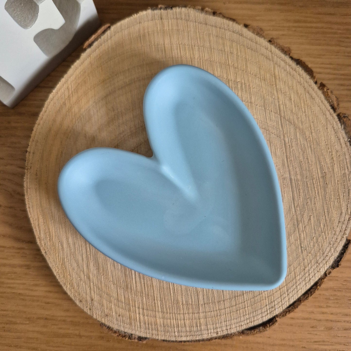 Eco Resin Modern Heart Trinket Dish - Duck Egg