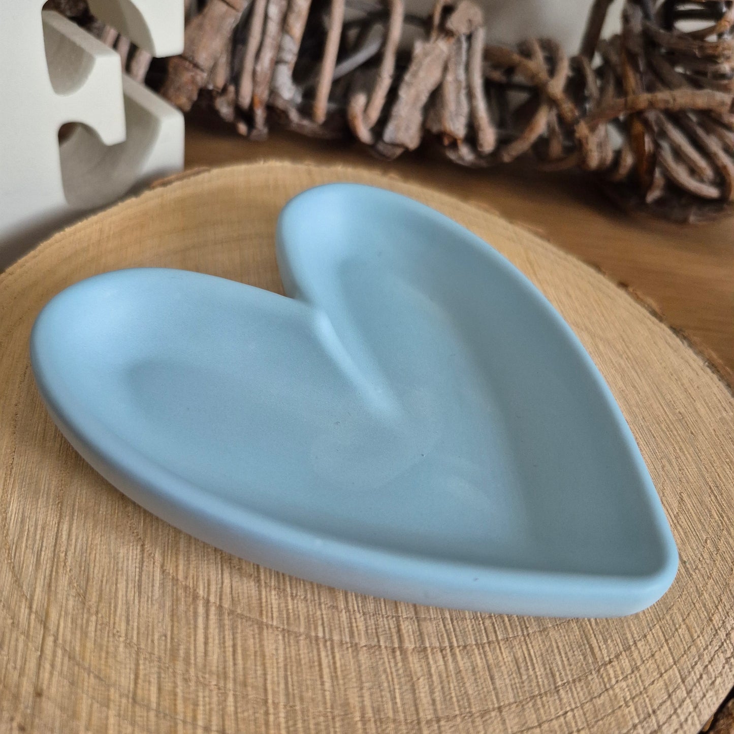 Eco Resin Modern Heart Trinket Dish - Duck Egg
