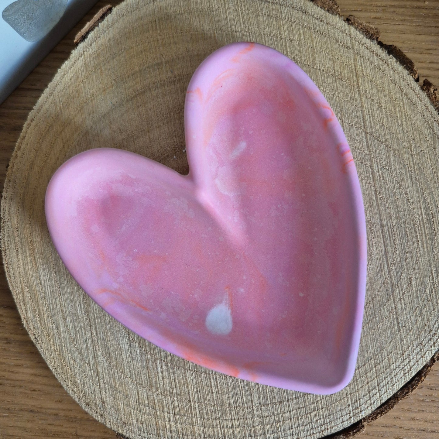 Eco Resin Modern Heart Trinket Dish - Pink Orange